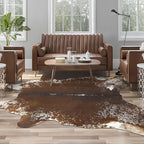 AROGAN Western Decor Faux Fur Cowhide Rug, 6.2x7 Feet Premium Animal Skin Cow Hide Rug, Durable Cow Print Rugs for Wall Decor, Western Floor Carpet for Bedroom Living Room, Spotted Brown