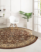Unique Loom Sialk Hill Collection Area Rug - Washington (4' 1" Round Brown/Black)