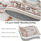 Large Area Rugs 6x9, Washable Vintage Rugs -Low Pile, Soft Plush Rugs for Bedroom, Kitchen, Dining Room, Stain Resistance, Non Shedding & Kid & Pet Friendly, Beige