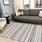 Alfa Rich 7x10 Red Burgundy White Gray Washable Area Rugs for Living Room Bedroom Kitchen Cotton Rug