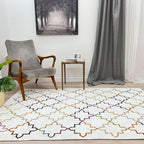 Alfa Rich 3x5 Moroccan White Washable Area Rugs for Living Room Bedroom Kitchen Decor Cotton Runner
