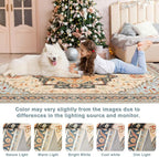 5x7 Orange Beige Area Rug for Living Room, Machine Washable Rugs with Non-Slip Backing for Bedroom, Vintage Medallion Carpet Dining Room Office Kids Room Decor