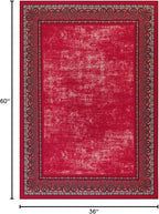 Antep Rugs Alfombras Bordered Modern 3x5 Non-Slip (Non-Skid) Low Pile Rubber Backing Indoor Area Rug (Red, 3' x 5')