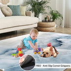 Modern Simple Art Rugs for Bedroom - 5x8 Area Rug - 3D Cloud Marble Rugs for Living Room, Abstract Mist Marble Rug, Washable Home Decor Carpet