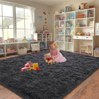 Upgrade Non-Slip Plush Rugs for Living Room, Soft Shaggy Carpets for Living Room, Fuzzy Rugs for Kids' Room, Perfect Decor for Modern Home Charcoal 5x7 Feet