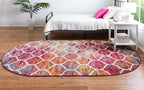 Rugs.com Lattice Frieze Collection Rug – 6' x 9' Oval Multi Medium Rug Perfect for Living Rooms, Large Dining Rooms, Open Floorplans