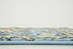 Unique Loom Taftan Collection Border Geometric Tribal Inspired Design Area Rug (3' 0 x 16' 5 Runner, Light Blue/ Gold)