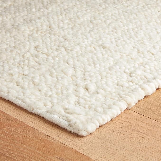 Dash & Albert Holmstead Ivory Handwoven Wool Rug, 5 X 8 Feet, Ivory Solid Pattern - Premium Luxury Hotel Quality Soft Breathable Hypoallergenic Machine Washable Easy Care All Season Comfortable