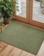 Color&Geometry Front Door Mat Indoor Non Slip Rubber Backing, 36"x55" Ultra Thin Entryway Doormat, Soft Absorbent Inside Doormat Washable Easy Clean Rugs for Entryway, Green (Rolled-up NO Creases)
