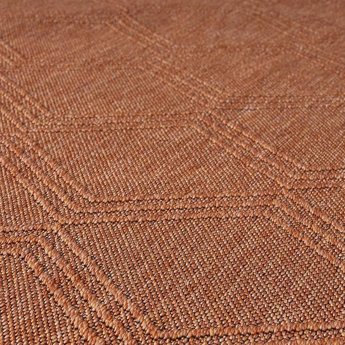 LUXE WEAVERS Modern Farmhouse Orange 5x7 Washable Area Rug, Anti-Slip Diamond Pattern Carpet