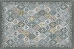 Phantoscope Washable Area Rug 6'x9' Non-Slip, Vintage Boho Rugs for Living Room, Bedroom, Dining Room, Distressed Moroccan Mosaic Diamond Pattern, Low-Pile Foldable Floor Carpet, Grey Charcoal