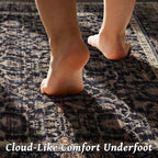 Washable 4x6 Rugs for Living Room, Boho Non-Slip Vintage Distress Small Rugs for Bedroom Nursery Office, 0.3" Neutral Oriental Throw Thin Carpet with Cushioning Pad,Black/Brown/Blue/Multi