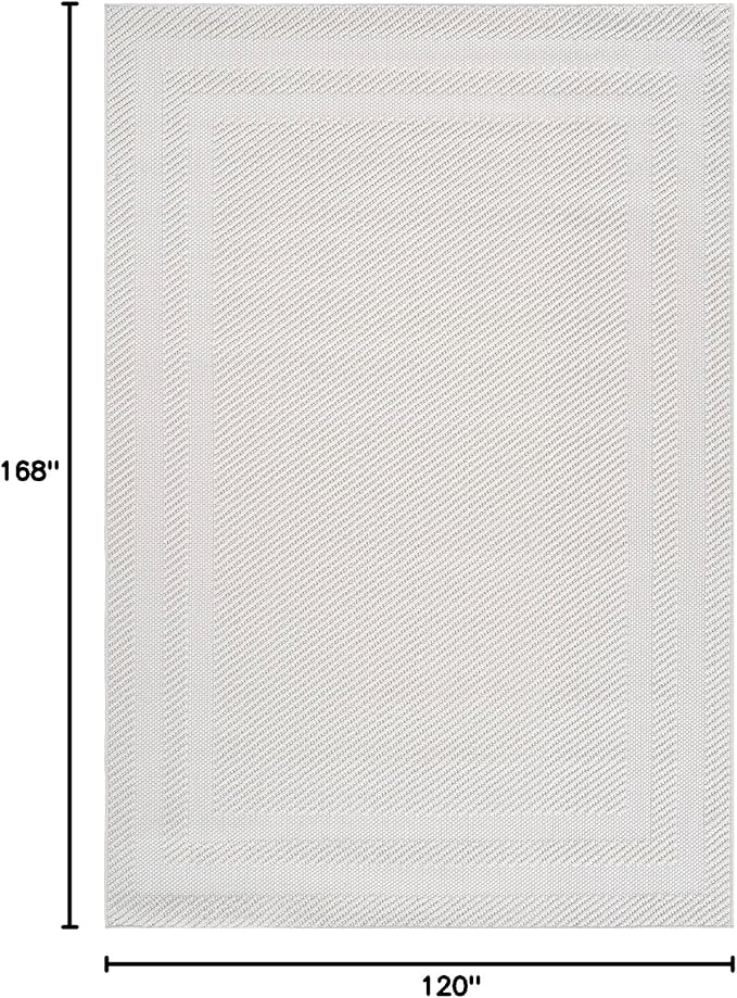 CAMILSON Micro Loop Rug 10x14 Modern Luxury Bordered Large Area Rugs Soft High and Low Pile Stain Resistant Easy-Cleaning Non-Shedding for Living Room Office Indoor Carpet (10 x 14 / White)