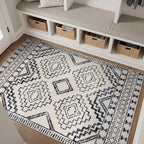 Rugshop Cream and Black Southwestern Tribal Area Rug – Boho Geometric Diamond Pattern Carpet for Living Room, Bedroom, or Entryway – Soft Modern Rustic Floor Décor 5' x 7' Cream