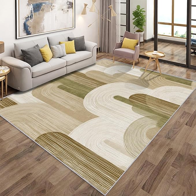 Abstract Geometry Rugs for Home Decor, 5x6 ft, Minimalist Geo Arched Area Rugs for Living Room, Soft Non Slip Washable Mid Century Modern Carpet Bedroom Decorations Dt-Ghf-19