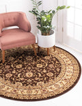 Unique Loom Voyage Collection Traditional Oriental Classic Intricate Design Area Rug (8' 0 x 8' 0 Round, Brown/Ivory)
