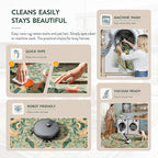 Moynesa Green Washable 8x10 Area Rugs for Living Room Bedroom Dining Room, Modern Farmhouse Country Floral Bird Print Pattern Medallion Carpet, Aesthetic Home Decorations Open Floor Areas Protection