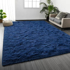 Large Shag Area Rugs 9 x 12, Plush Fuzzy Rugs for Living Room, Ultra Soft Fluffy Furry Rug for Bedroom, Indoor Carpet Nursery Rugs for Kids Room Home Decor, Navy Blue