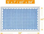 Scalloped Rug 5x7 Solid Blue Washable Non-Slip Rug for Living Room Modern Aesthetic Rugs for Bedroom Kitchen Dining Indoor Entry Entrance Floor