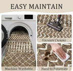 2x3 Machine Washable Area Rug for Entryway, Brown Vintage Moroccan Rug Non-Slip Low Pile Soft Faux Wool Small Carpet, Kids and Pets Friendly for Bedroom Kitchen Hallway Bedside Home Decor Rug