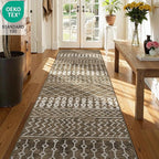 2x8 Machine Washable Runner Rug, Kitchen Hallway Area Rug, Brown Vintage Moroccan Rug Ultra Non-Slip Low Pile Soft Faux Wool Carpet, Kids and Pets Friendly for Bedroom Entryway Bedside Decor Rug
