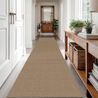 IOHOUZE Washable Runner Rug 3x12 Non Slip Rubber Backed Extra Long Hallway Runner Entryway Runner Indoor, Kitchen Rugs Woven Cotton Floor Carpet for Hall Entrance Stair, Orange/Tan/Brown