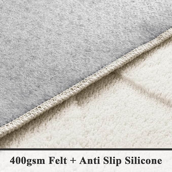 SHACOS Soft Cozy Fluffy Abstract Geometric High Low Pile Area Rugs 5'x7' Non Slip Washable Scandinavian Minimalist Rug Modern Carpet for Living Room Bedroom Dining Room, Cream