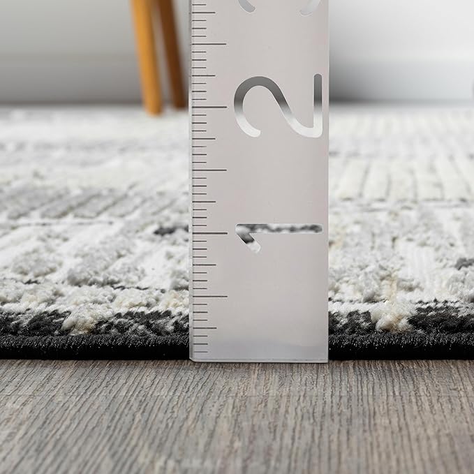 Abani Viva Cream & Grey Area Rug 5' x 8' for Living Room, Bedroom - Farmhouse Diamond Pattern - Durable & Easy to Clean