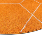 Unique Loom Trellis Frieze Collection Area Rug - Geometric (8' Round, Orange/ Ivory)