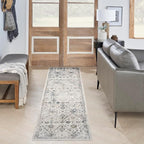 Nourison Home Astra Machine Washable Ivory Blue 2'2" x 8' Area Rug - Easy Clean, Non Shedding, Bed Room, Living Room, Dining Room, Kitchen (8' Runner)