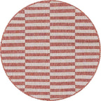 Unique Loom Outdoor Collection Classic Stripes, Transitional Indoor & Outdoor Area Rug, Rectangular 4' 0" x 4' 0", Red/Ivory