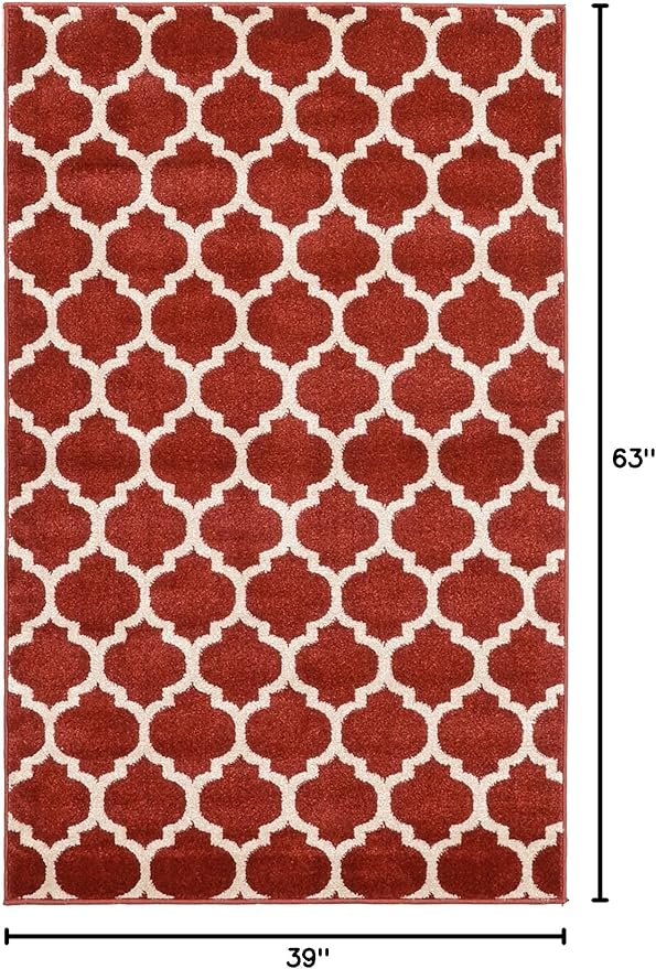 Rugs.com Lattice Collection Rug – 3' x 5' Dark Terracotta Medium Rug Perfect for Entryways, Kitchens, Breakfast Nooks, Accent Pieces