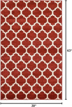Rugs.com Lattice Collection Rug – 3' x 5' Dark Terracotta Medium Rug Perfect for Entryways, Kitchens, Breakfast Nooks, Accent Pieces