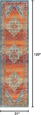 Unique Loom Isabella Collection Area Rug - Rossellini (2' 7" x 10' Runner, Rust Red/ Beige)