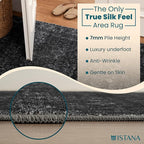 Istana Hallway Runner Rug 2x6 - Black Kitchen Rugs Non Slip Washable -Silk's Soft Touch Carpet Runner - Stylish Rug for Home