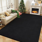 Amearea Modern Area Rugs for Bedroom Living Room, 4x6 Feet Black Thickened Memory Foam Rug, Fluffy Indoor Washable Rugs Non Slip Minimalist Carpet for Kids Boys Girls Dorm Nursery Room Decor