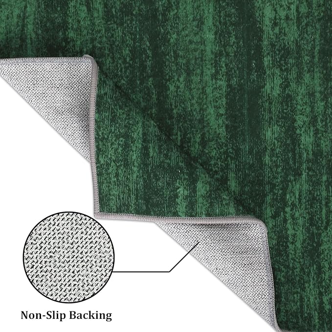 RUGSREAL Extra Large 10x13 Living Room Area Rug Modern Solid Washable Rug Contemporary Indoor Throw Floor Carpet Non Slip Low Pile Foldable Accent Rug for Bedroom, Dark Green