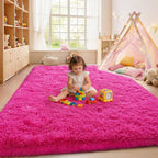 Fluffy Rugs for Living Room, Soft Shaggy for Bedrooms, Hot Pink Area Rug for Bedroom, Cozy Fuzzy Carpet for Kids, Perfect Indoor Decor for Boys and Girls 6x9 Feet