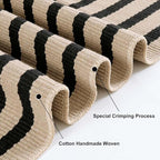 Black and Tan Striped Rugs 2.3'x3.6', Washable Front Door Rug Hand Woven Reversible Outdoor Welcome Mat, Foldable Layered Door Mats for Entryway Porch Decor Home Entrance