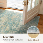 WITSHOCK Washable 2x3 Entryway Area Rug: Kitchen Rugs Runner Abstract Soft Floor Mat Non-Slip Stain Resistant Indoor Carpet for Bathroom Living Room,Teal Brown
