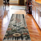 Ambesonne Botanical Decorative Rug, Nostalgic Garden Pattern with Flowers and Leaves on Retro Stripes, Quality Carpet Bedroom Dorm and Living Room, 2' 5" x 7' 5", Sage Green and Salmon