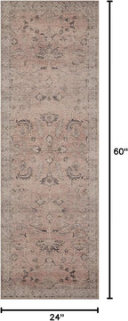 Loloi Hathaway Collection HTH-06 Blush/Multi 2'-0" x 5'-0", .25" Thick Accent Rug, Soft, Durable, Printed, Modern, Low Pile, Non-Shedding, Easy Clean, Living Room Rug