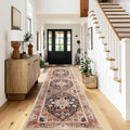 XWZO Washable Hallway Runner Rug 2x8ft — Non-Slip Low Pile Area Rug with Rubber Backing, Spill Resistant Soft Vintage Floor Carpet Runner for Kitchen Entryway Doorway Bedroom Corridor, Brick Red