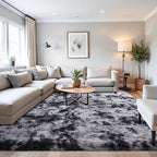 Beglad Fluffy Area Rugs 6x9 Feet, Modern Minimalist Style Shag Fuzzy Rugs, Non-Slip Indoor Carpet Soft Rugs for Kids Room, Bedroom & Living Room, Tie-Dyed Dark Grey
