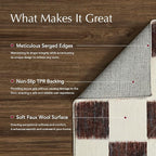 EVERGRACE Checkered Plaid Area Rug 2x10, Soft Fuzzy Faux Wool Rugs Washable Anti Slip Rugs Long Runner Carpet for Entryway Bedroom Living Room Hallway Kitchen Dining Room and Laundry, Dark Brown