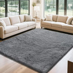 Fluffy Rug Shaggy Area Rug, Dark Grey 10x14 Area Rugs for Bedroom, Super Soft Shaggy Rugs for Living Room Bedroom Kids Room Home Decor, Upgrade Anti-Skid Rectangular Fuzzy Rug