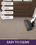 DEXI Front Entryway Door Mat Non Slip 32x48, Washable Entry Way Mats Inside Entrance Low Profile, Welcome Doormat Dirt Trapper for House Floor Home Porter Hall Backdoor Area, Light Taupe