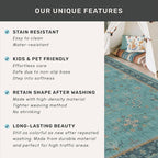 Teal 7x10 Large Rug for Living Room, Washable Soft Area Rugs for Bedroom Under Bed, Dining Room, Floral Pattern Vintage Turquoise Décor Indoor, Non Slip Low Pile & Soft Carpet