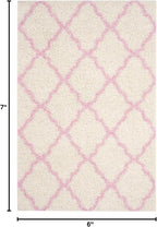 SAFAVIEH Dallas Shag Collection Area Rug - 5'1" x 7'6", Ivory & Light Pink, Trellis Design, Non-Shedding & Easy Care, 1.5-inch Thick Ideal for High Traffic Areas in Living Room, Bedroom (SGD257P)
