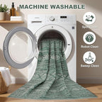 Nakagishi Green Rug Area Rugs 5x7: Washable Boho Large Neutral Modern Soft Farmhouse Rug Stain Resistant Indoor Floor Non-Slip Carpet for Women Home Enthusiasts Aged 25-45 - Bedroom Room Decor